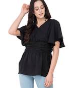 Black plain crepe tops