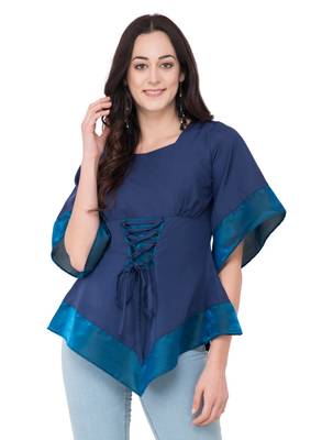 Blue plain crepe tops 1