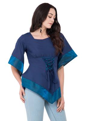 Blue plain crepe tops 2