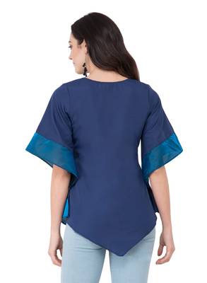Blue plain crepe tops 3