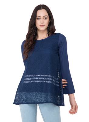 Blue plain crepe tops 1