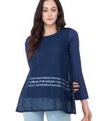 Blue plain crepe tops