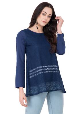 Blue plain crepe tops 2