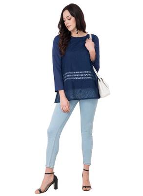 Blue plain crepe tops 5