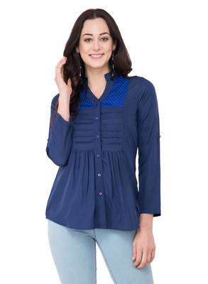 Blue plain crepe tops 1
