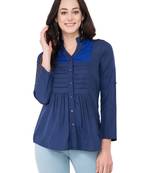 Blue plain crepe tops