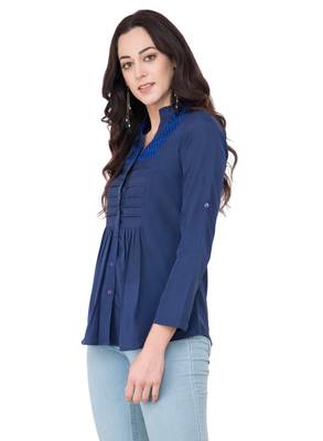 Blue plain crepe tops 2