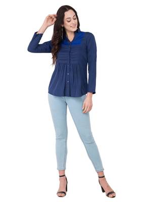 Blue plain crepe tops 5