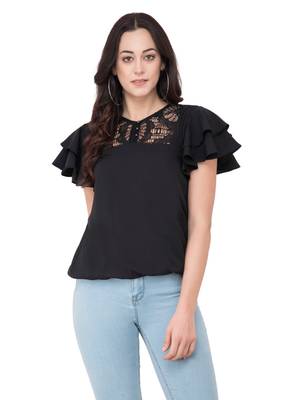 Black plain crepe tops 1