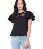 Black plain crepe tops