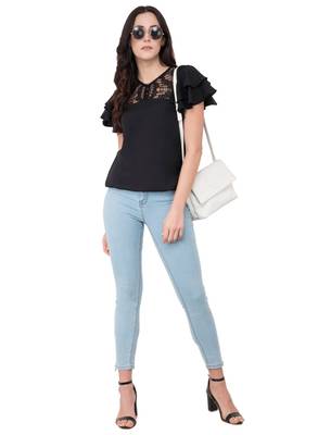 Black plain crepe tops 5