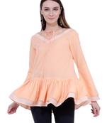 Beige plain Crepe tops