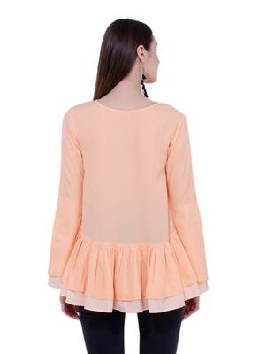 Beige plain Crepe tops 3