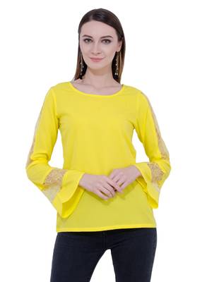 Yellow plain Crepe tops 1