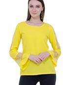 Yellow plain Crepe tops