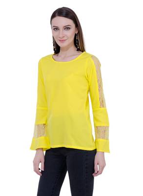 Yellow plain Crepe tops 2