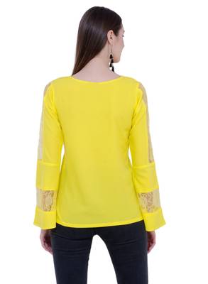 Yellow plain Crepe tops 3