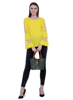 Yellow plain Crepe tops 5