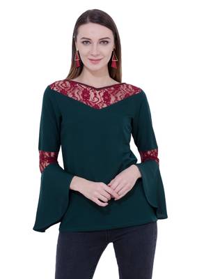 Green plain Crepe tops 1