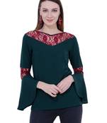 Green plain Crepe tops