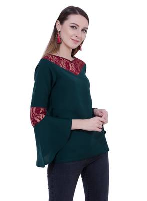 Green plain Crepe tops 2