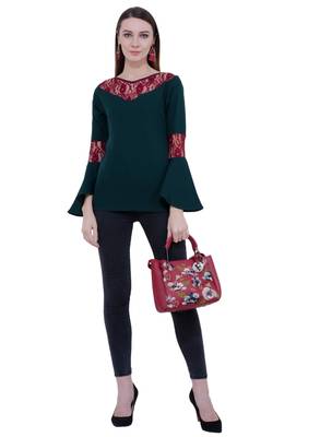 Green plain Crepe tops 5