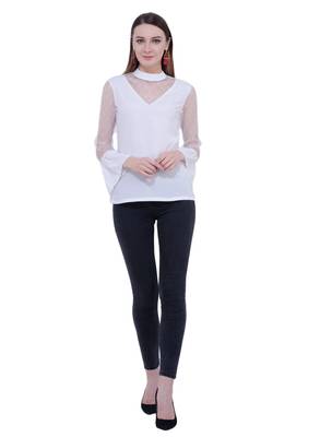 White plain Crepe tops 5