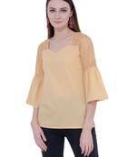 Beige plain Crepe tops