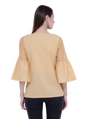 Beige plain Crepe tops 3