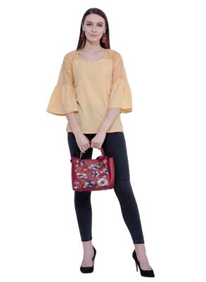 Beige plain Crepe tops 5