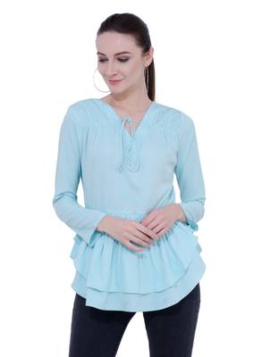 blue plain Crepe tops 1