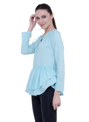 blue plain Crepe tops 2