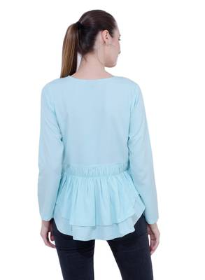 blue plain Crepe tops 3