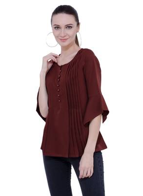 Brown plain Crepe tops 1