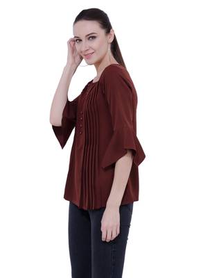 Brown plain Crepe tops 2