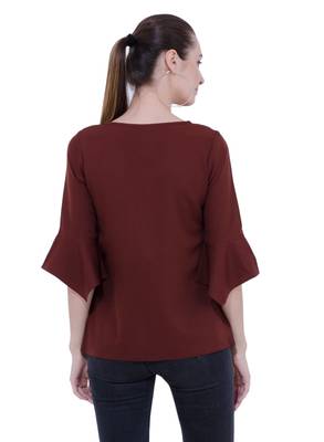 Brown plain Crepe tops 3