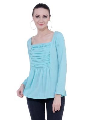 blue plain Crepe tops 1
