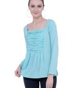 blue plain Crepe tops