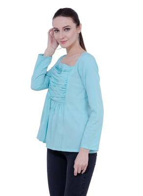 blue plain Crepe tops 2