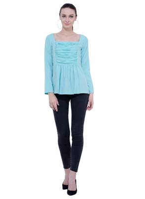 blue plain Crepe tops 5