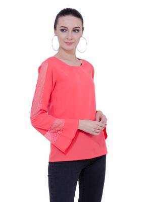 Pink plain Crepe tops 2