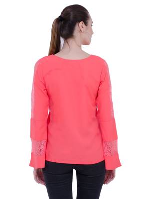 Pink plain Crepe tops 3