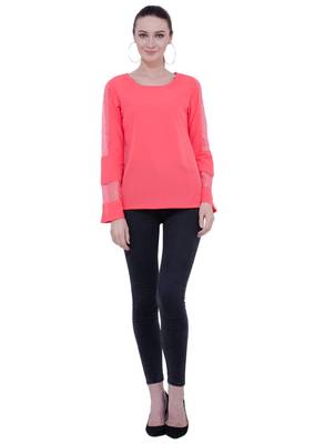 Pink plain Crepe tops 5