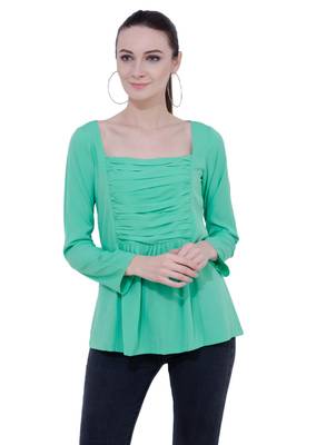 Green plain Crepe tops 1