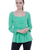 Green plain Crepe tops