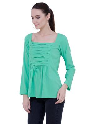 Green plain Crepe tops 2