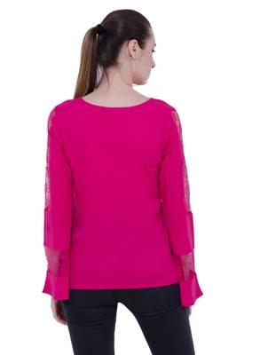 Pink plain Crepe tops 3