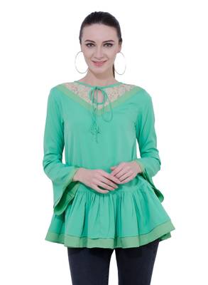 Green plain Crepe tops 1