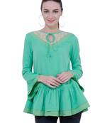 Green plain Crepe tops