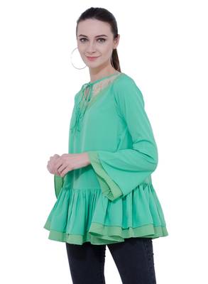Green plain Crepe tops 2